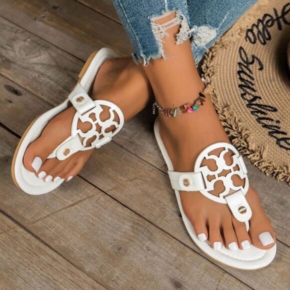 Toe Post Flats Brown Summer Sandals New - Picture 4 of 5